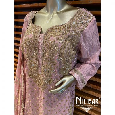 Pink Georgette Palazzo Suit
