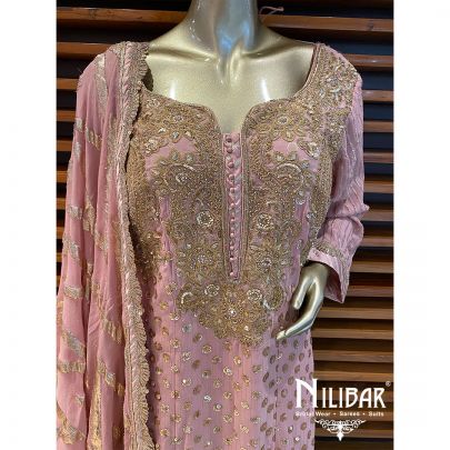 Pink Georgette Palazzo Suit