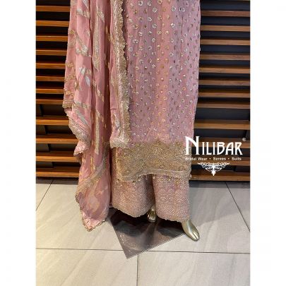 Pink Georgette Palazzo Suit