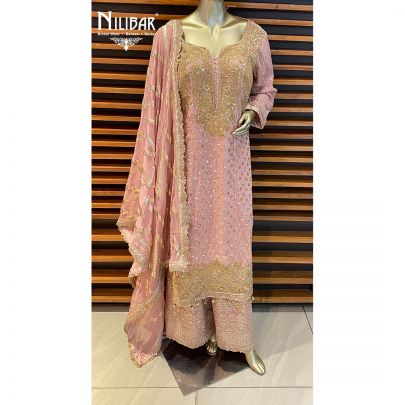 Pink Georgette Palazzo Suit