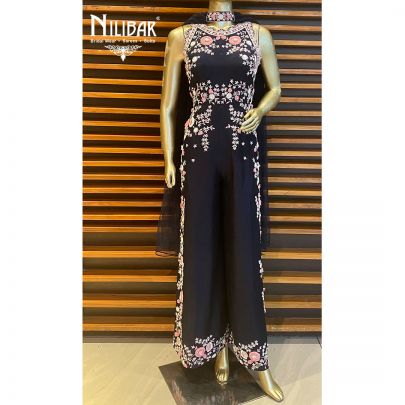 Dark Blue Silk Jumpsuit