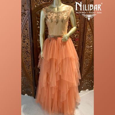 Squash Orange Net Gown
