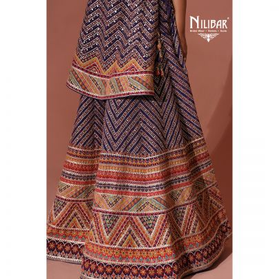 Cyber Grape Georgette and Net Palazzo Suit