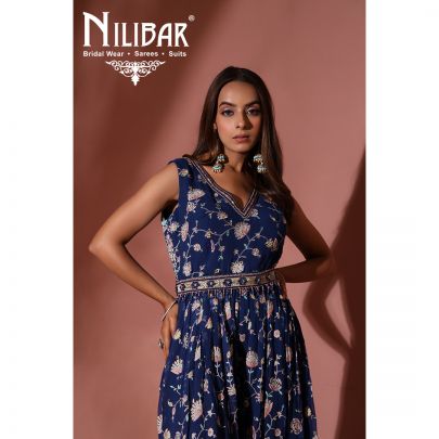 Denim Blue Georgette Jumpsuit