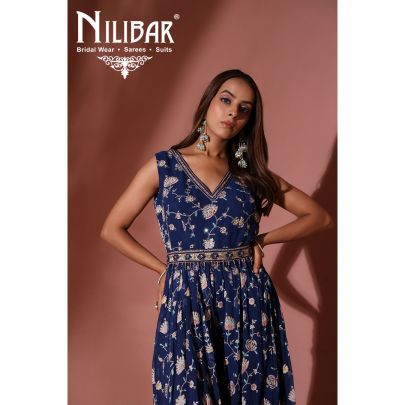 Denim Blue Georgette Jumpsuit