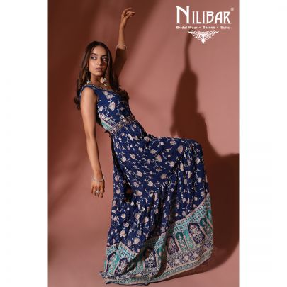 Denim Blue Georgette Jumpsuit