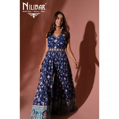Denim Blue Georgette Jumpsuit