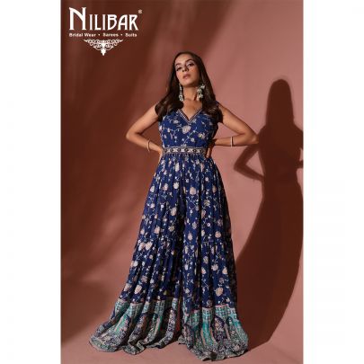 Denim Blue Georgette Jumpsuit
