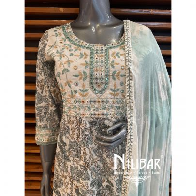White Cotton Thread Pant Suit