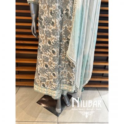 White Cotton Thread Pant Suit