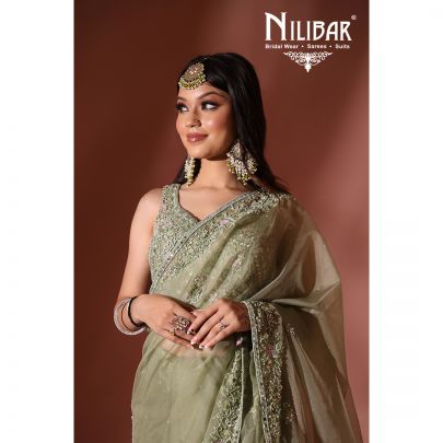 Olive Green Georgette Saree