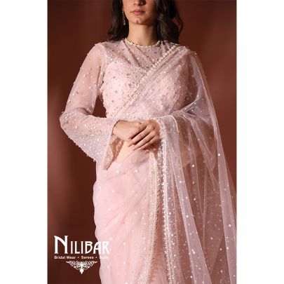 Pale Pink Net Saree