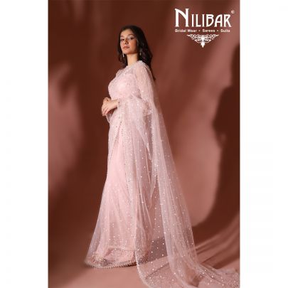 Pale Pink Net Saree