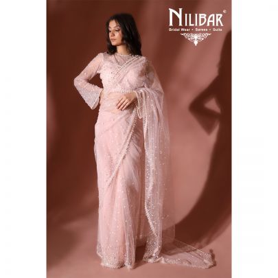 Pale Pink Net Saree