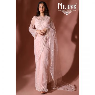 Pale Pink Net Saree