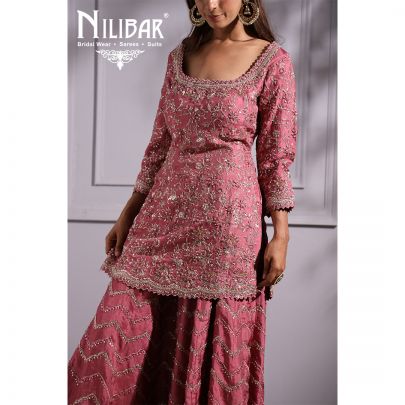 Rose Wood Silk Palazzo Suit