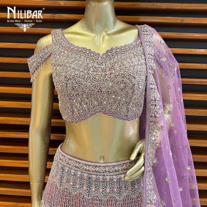 Lavender Purple Net Lehenga