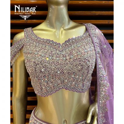 Lavender Purple Net Lehenga