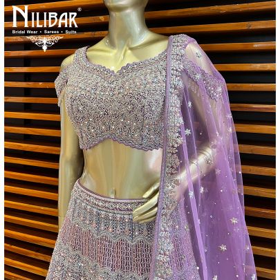 Lavender Purple Net Lehenga