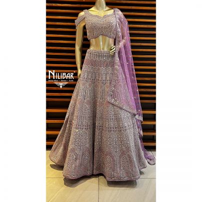 Lavender Purple Net Lehenga