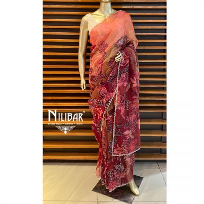 Ruby Red Organza Saree