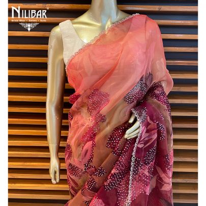 Ruby Red Organza Saree