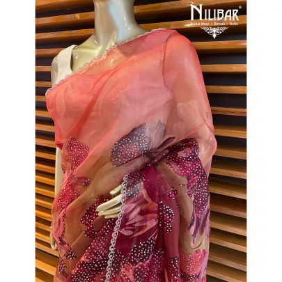 Ruby Red Organza Saree
