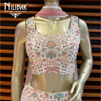 Cream Silk and Net Lehenga