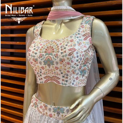 Cream Silk and Net Lehenga