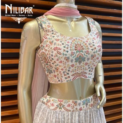 Cream Silk and Net Lehenga