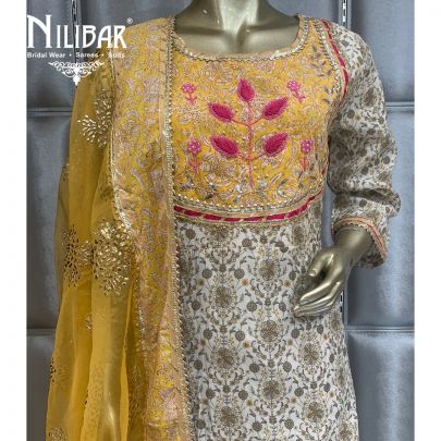 White Yellow Cotton Suit