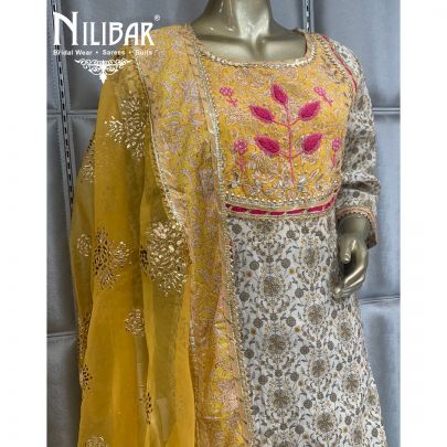 White Yellow Cotton Suit