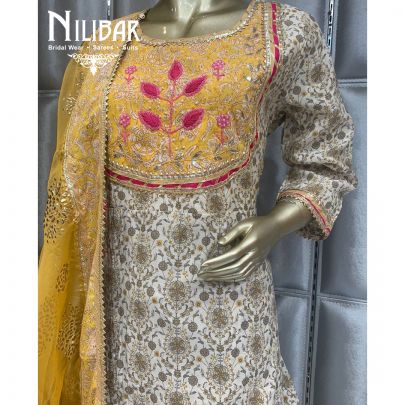 White Yellow Cotton Suit