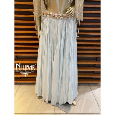 Baby Blue Crepe and Silk Lehenga