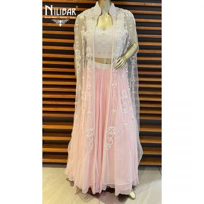 Blush Pink Organza and Satin Lehenga