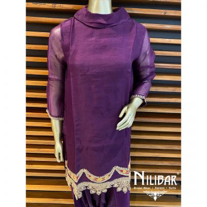 Dark Purple Organza and Satin Co-ord Set