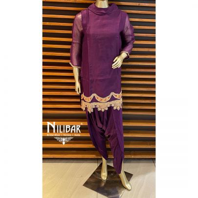 Dark Purple Organza and Satin Co-ord Set