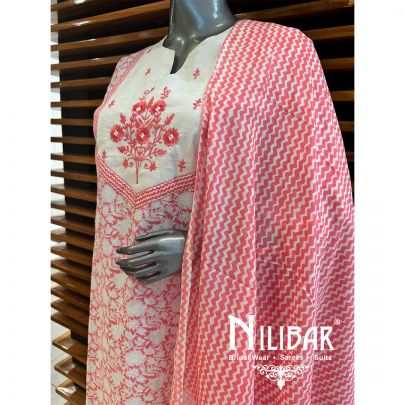 Pink Cotton Thread Pant Suit