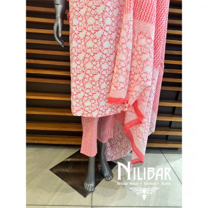 Pink Cotton Thread Pant Suit
