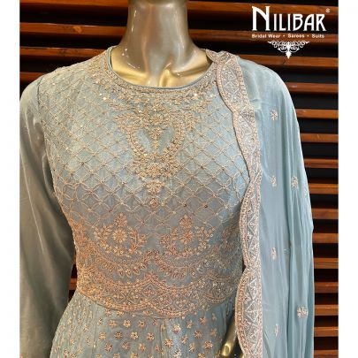 Tea Green Silk Palazzo Suit Set