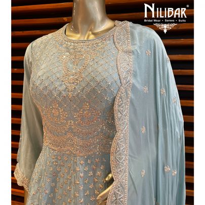 Tea Green Silk Palazzo Suit Set