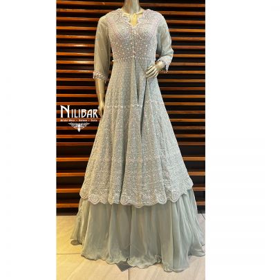 Mint Green Organza and Georgette Lehenga