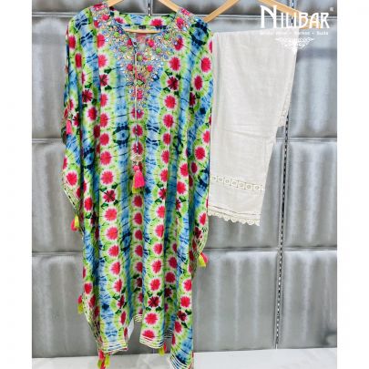 Multi Colour Cotton Kaftan Set