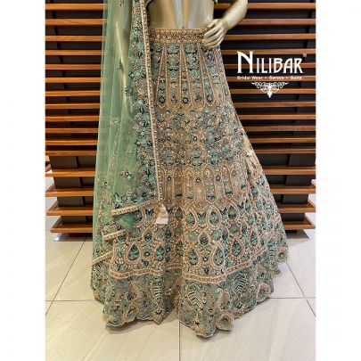 Bottle Green Net Lehenga