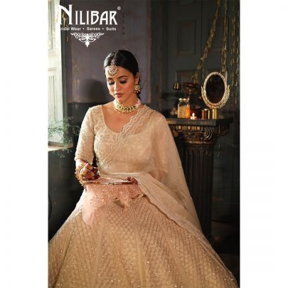 Cream Net Heavy Lehenga