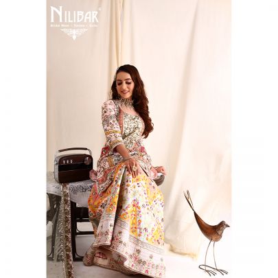 Multicolor Silk Garara Suit