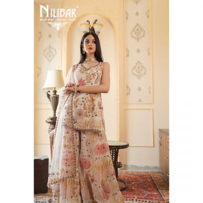 Cream Net Palazzo Suit