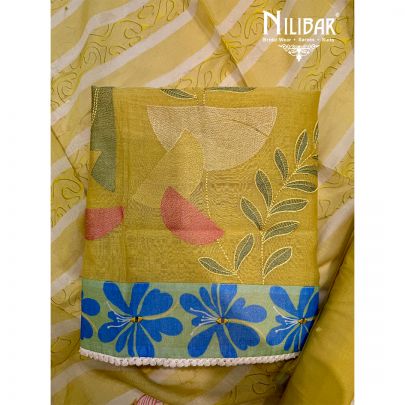 Yellow Cotton Printed Unstitched Suit
