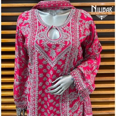 Dark Pink Crepe Palazzo Suit Set
