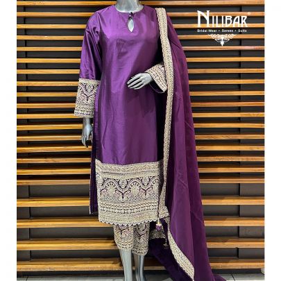 Purple Silk Pant Suit Set
